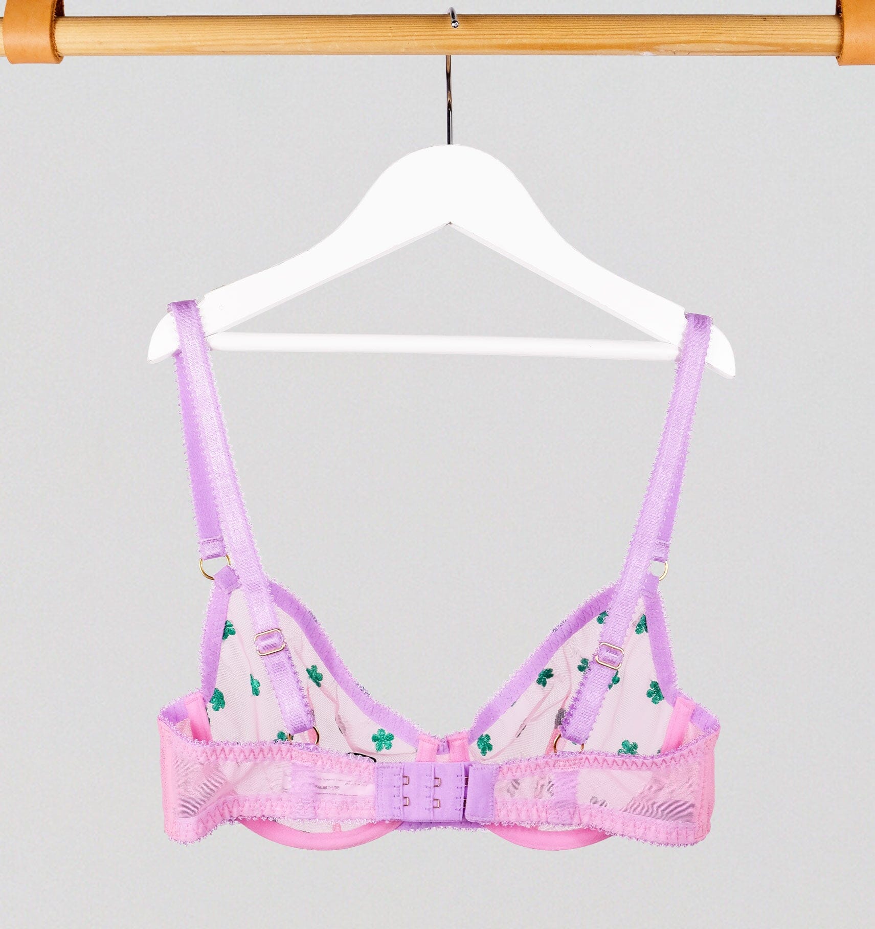 Green daisy & pink mesh balconette – The Pantry Underwear