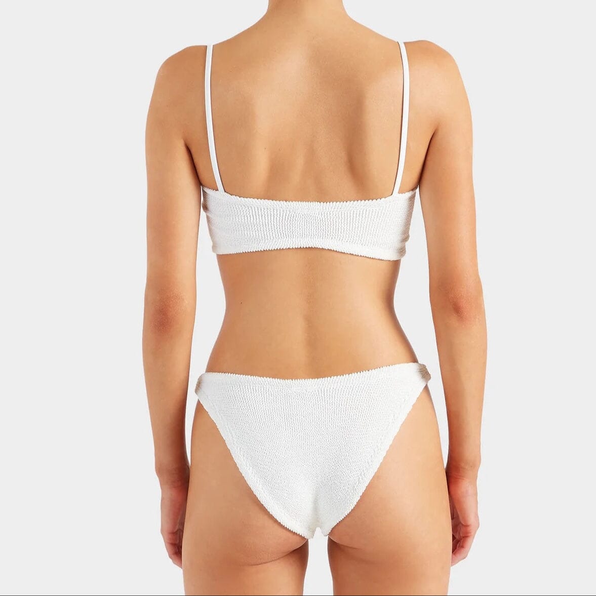Bandeau pearl ring detail bikini set [White Crinkle] – The Pantry