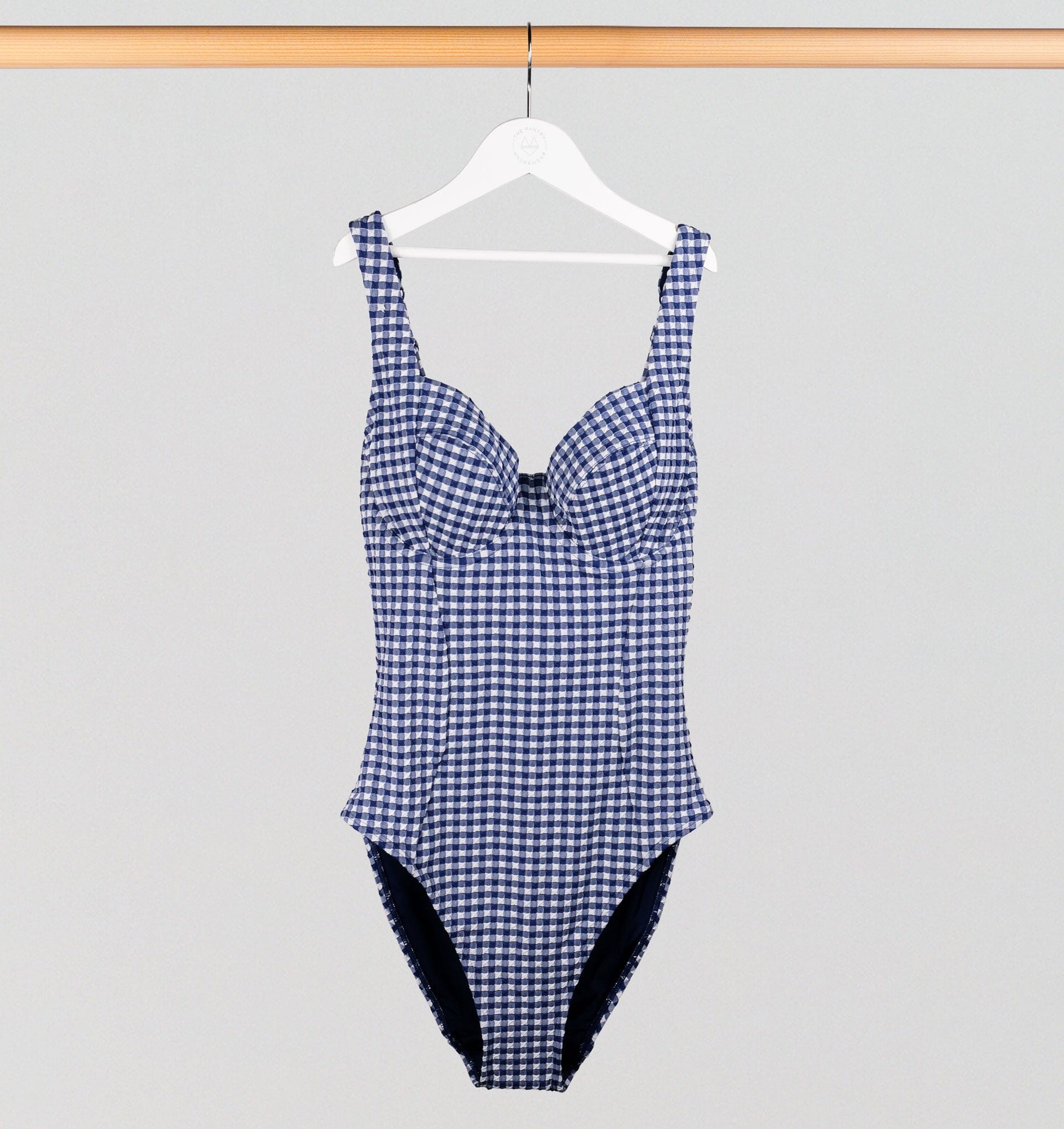 Underwired balconette swimsuit [Blue Gingham] – The Pantry Underwear
