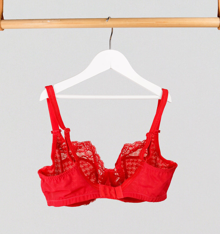 Houndstooth & floral lace balconette [Poppy Red] Bras Panache 