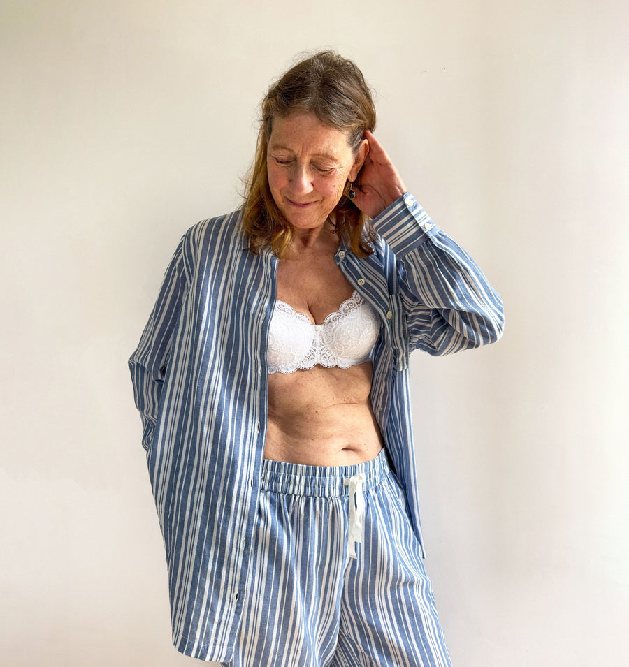 Relaxed fit long cotton pyjamas [French Blue] Sleep Nudea 