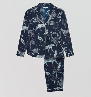 Organic cotton long pyjama set [Navy Jungle] Sleep Myza 
