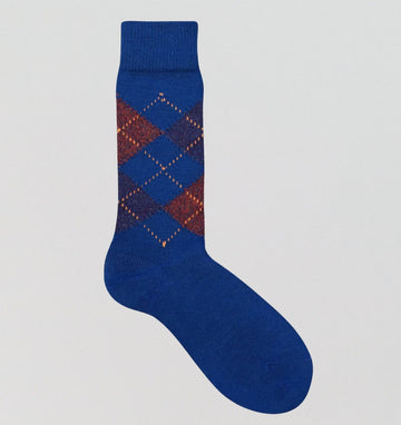 Merino argyle sock [Blue / Red] Accessories Genevieve Sweeney 