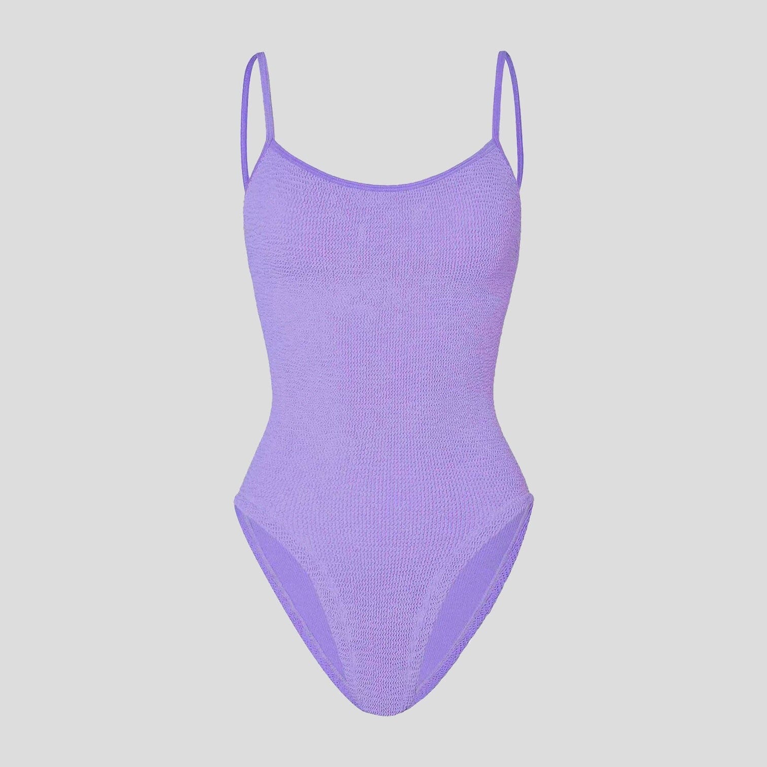 Spaghetti strap scoop one piece swimsuit [Lilac Crinkle] – The