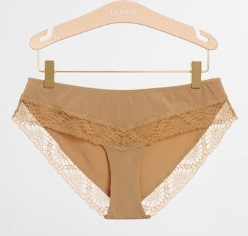 Micofibre & lace brief [Caramel] Bottoms Icone Lingerie extra-small 