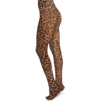Sofia leopard tights [Black/Brown] Accessories Swedish Stockings small 