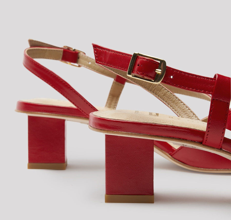 Square toe leather sling backs [Red] Accessories E8 by Miista 