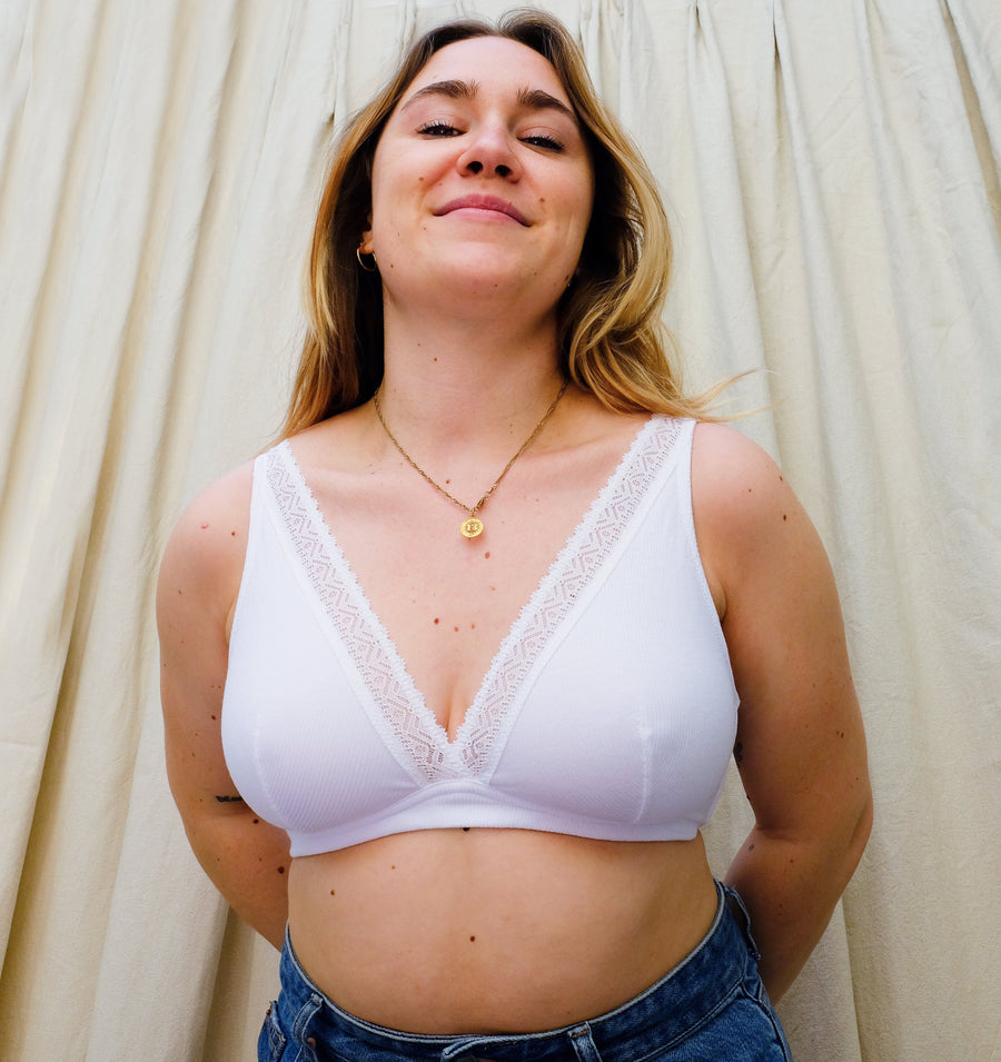 Ribbed modal & cotton structured triangle [Chalk] Bras Simone 