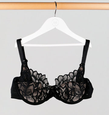 Abstract petal lace balconette [Black] Bras Panache 