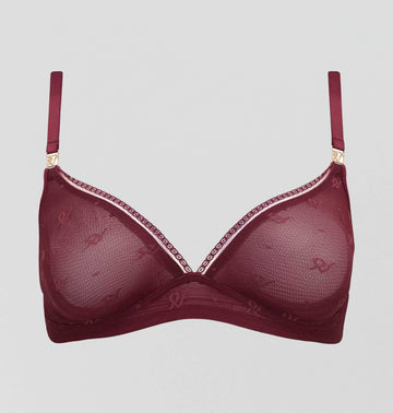 Abstract mesh non wired bralette [Garnet] Bras Nudea 