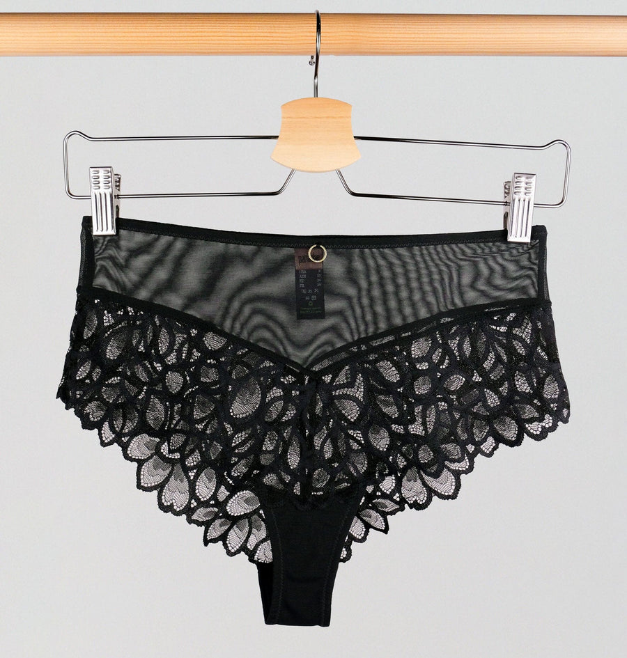 Abstract petal lace deep brief [Black] Bottoms Panache 