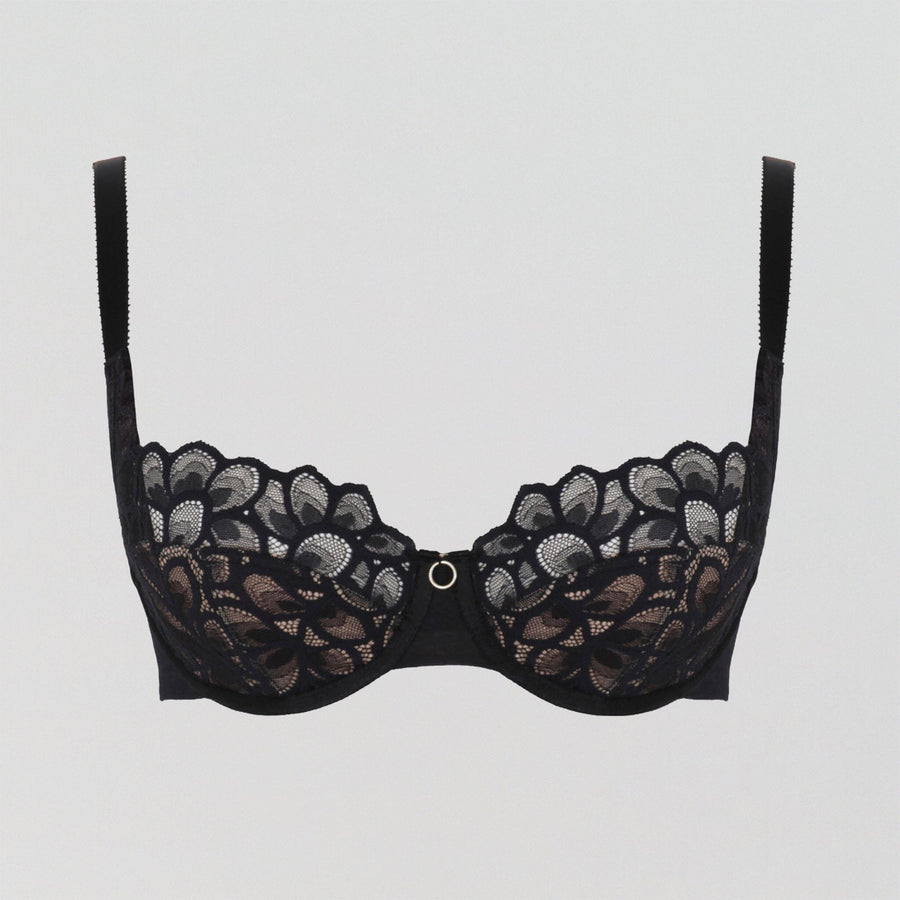 Abstract petal lace balconette [Black] Bras Panache 30D 