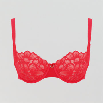 Abstract petal lace balconette [Ruby Red]