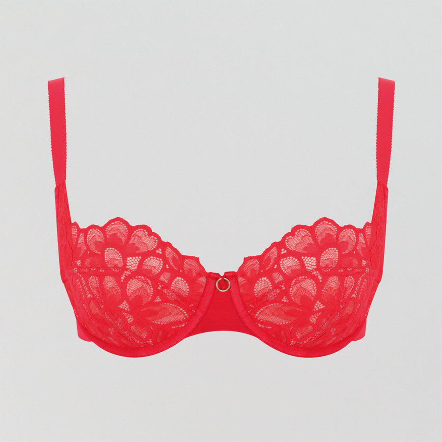 Abstract petal lace balconette [Ruby Red]