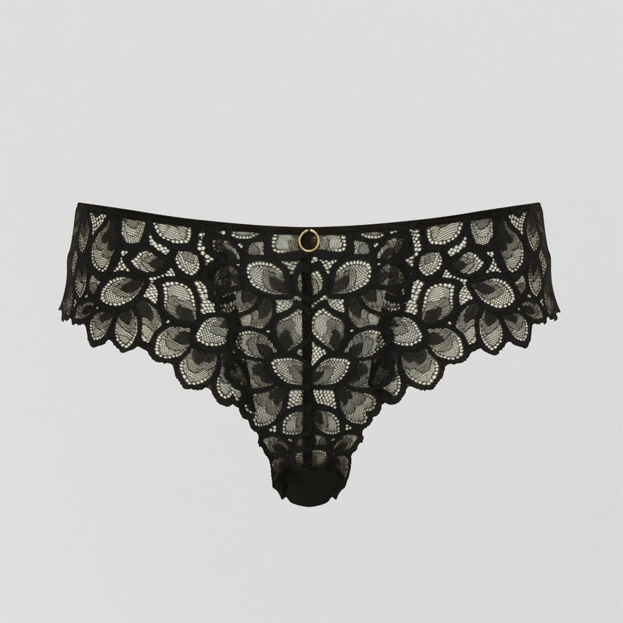 Abstract petal lace brazillian [Black]