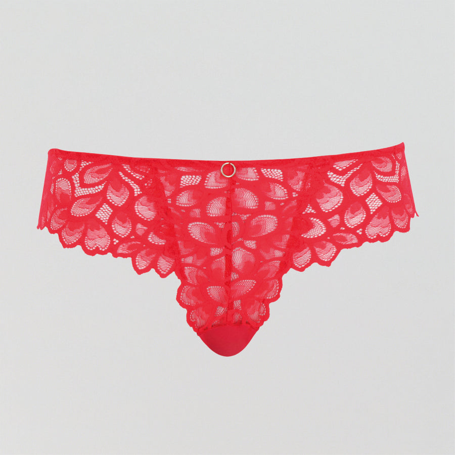 Abstract petal lace brief [Ruby Red]