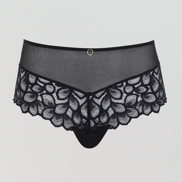 Abstract petal lace deep brief [Black]