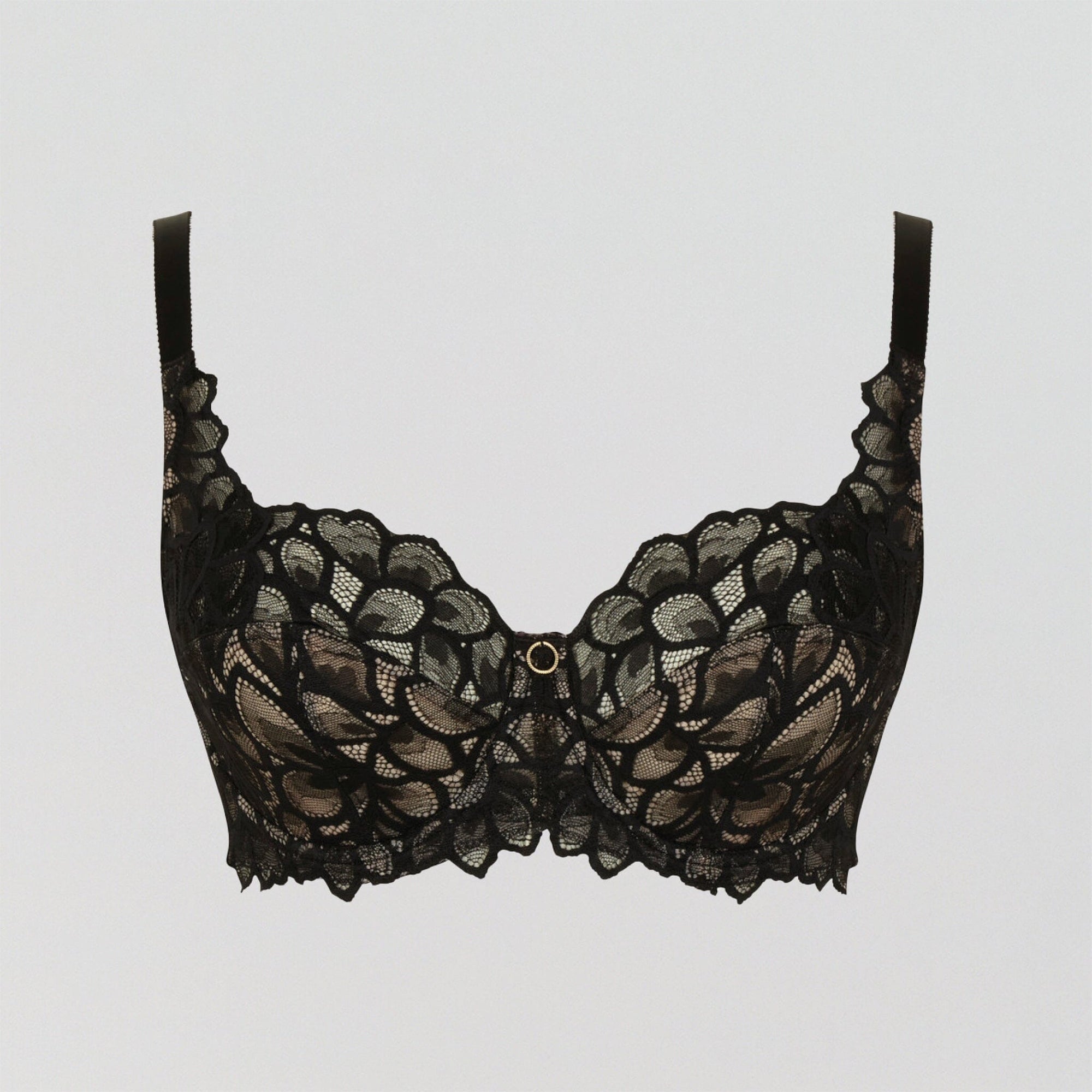 Abstract petal lace full cup [Black] Bras Panache 30D 