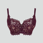 Abstract petal lace full cup bra [Plum]