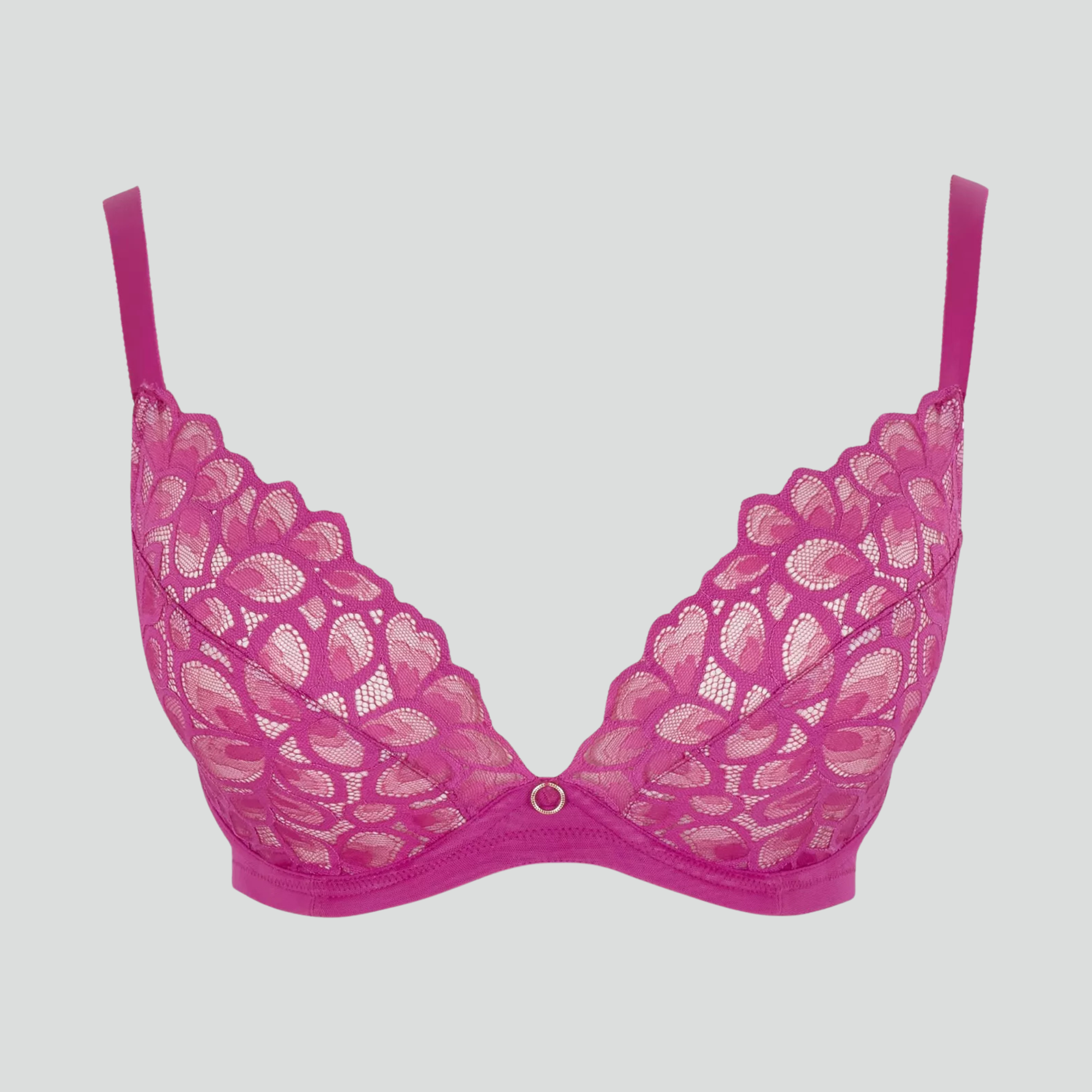 Abstract petal lace high apex plunge bra [Magenta]