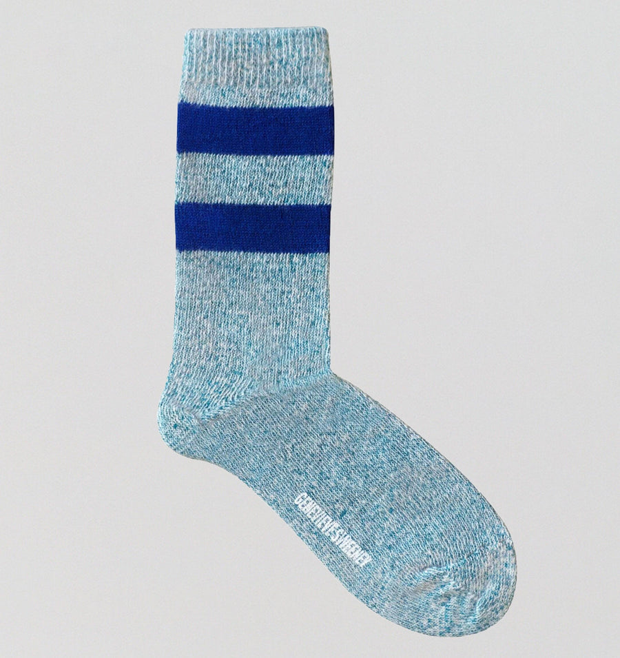 Merino & Alpaca stripe sock [Jade / Blue] Accessories Genevieve Sweeney 
