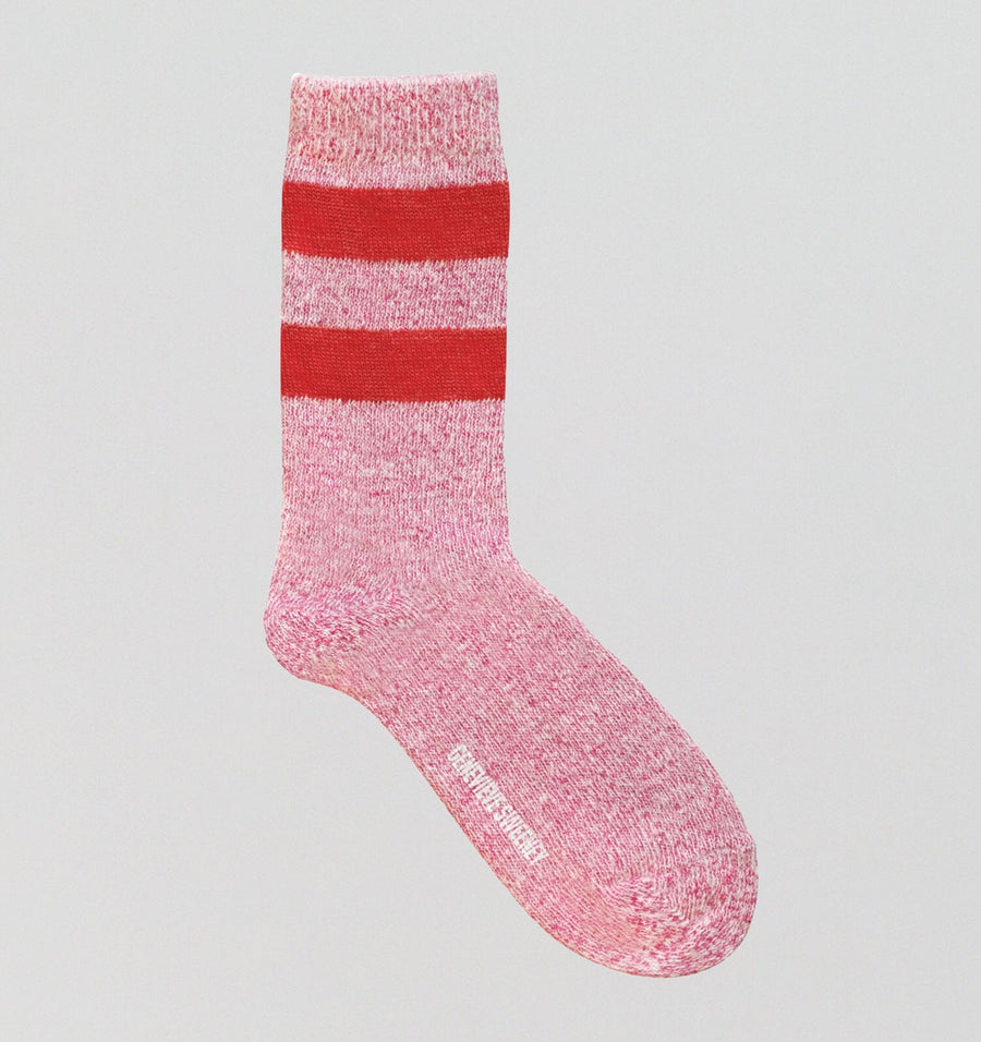 Merino & Alpaca stripe sock [Pink / Red] Accessories Genevieve Sweeney 