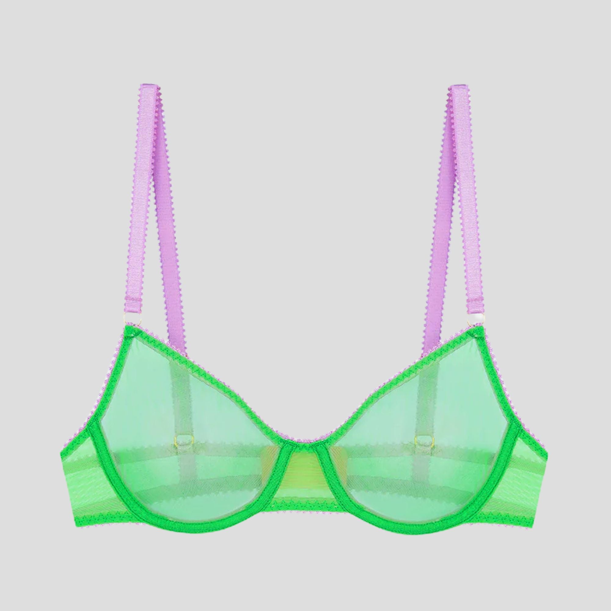 Apple green mesh & lilac balconette bra Bras Dora Larsen 