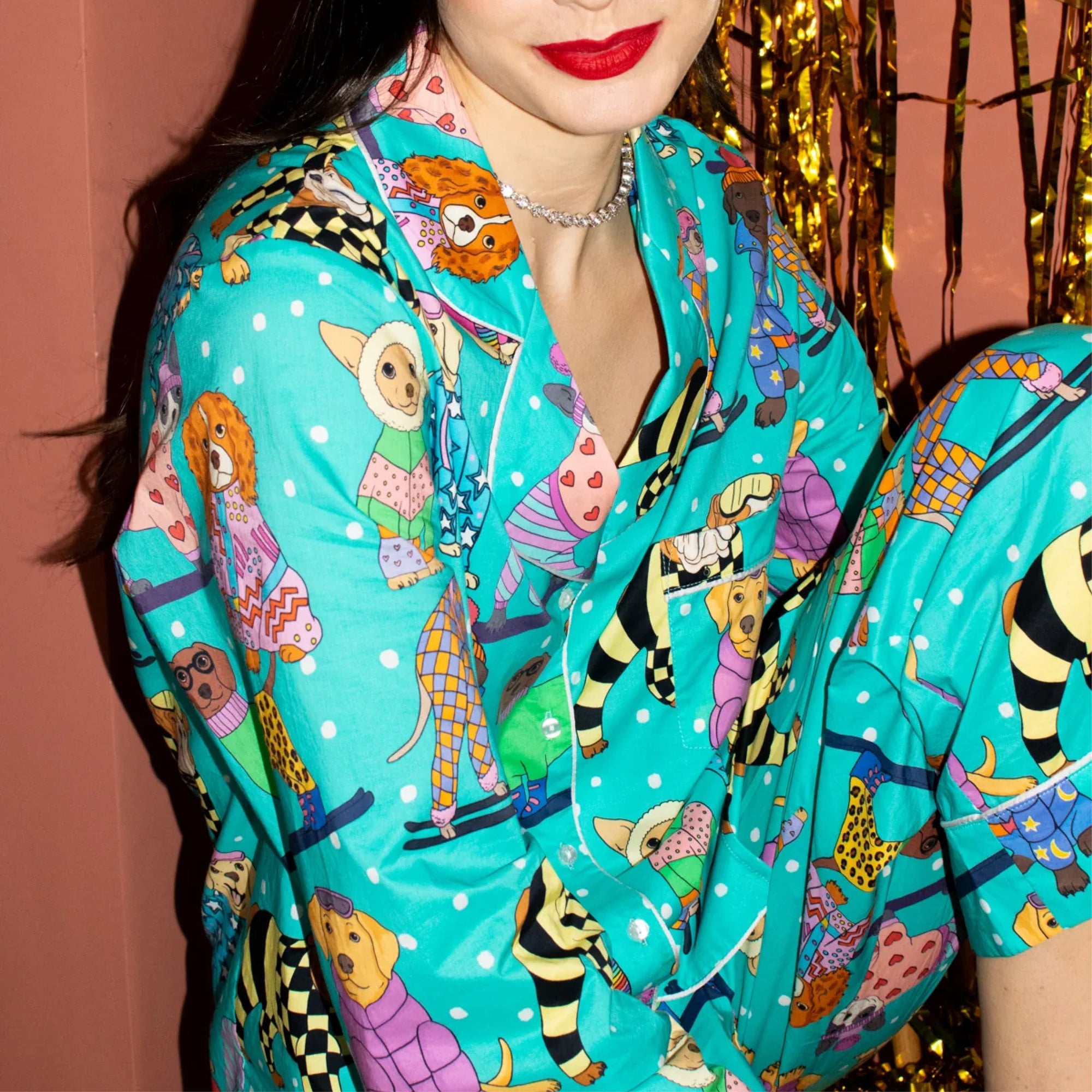 Après-ski dogs long cotton pyjamas Sleep Karen Mabon 