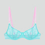 Aquamarine lace & powder pink demi balconette bra Bras Dora Larsen 32B 