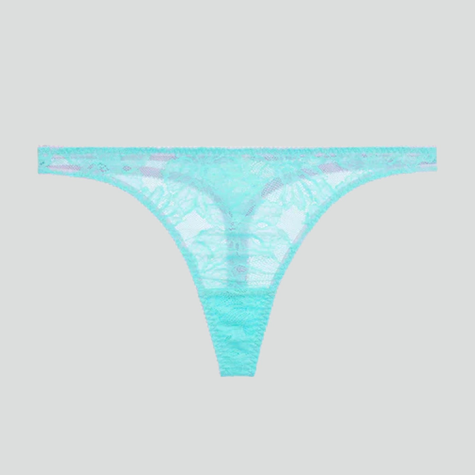 Aquamarine lace & powder pink thong Bottoms Dora Larsen XS (8) 