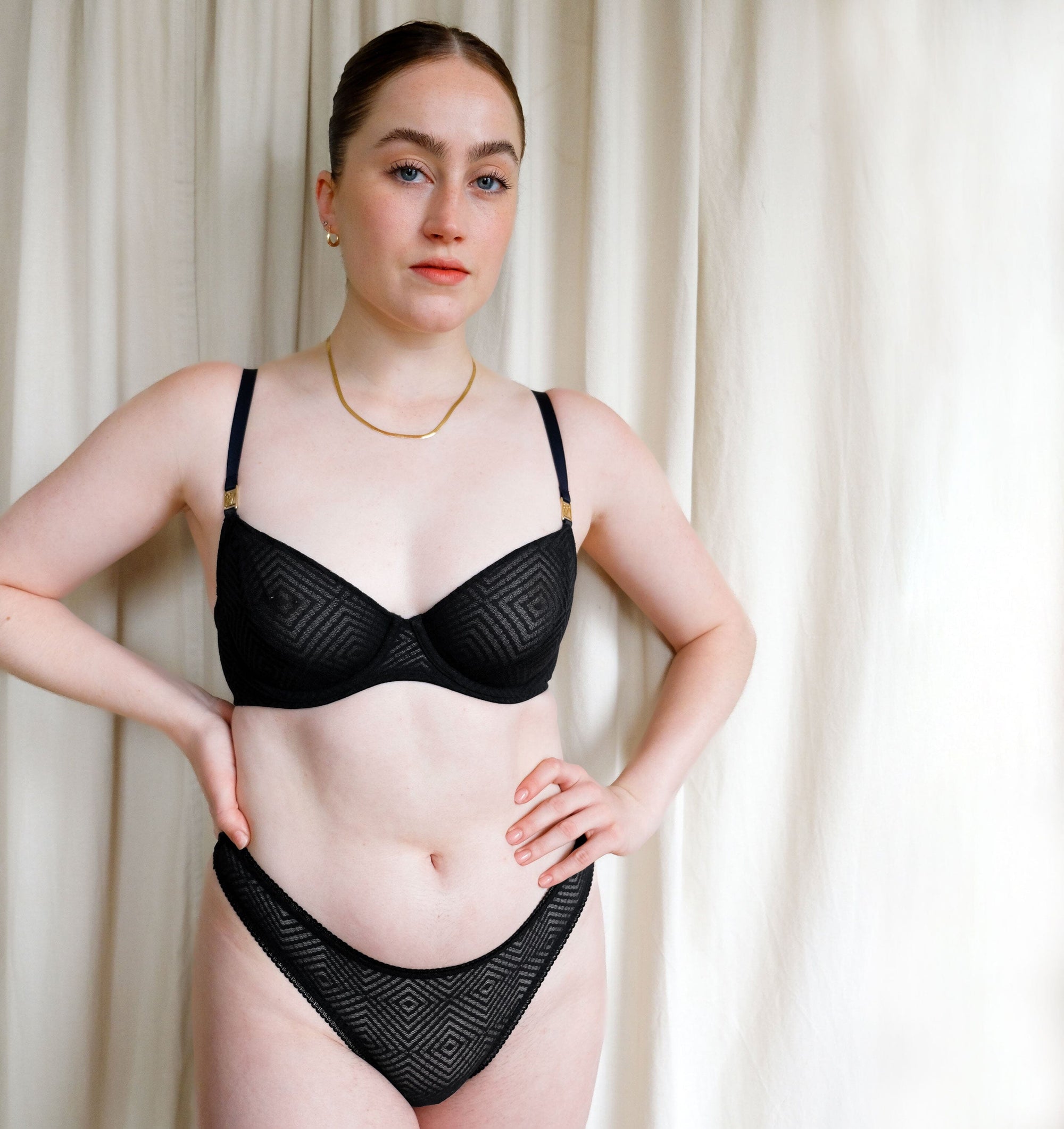 Aztec lace thong [Black] Bottoms Nudea 