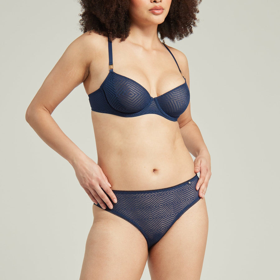 Aztec lace balconette bra [Navy] Bras Nudea 