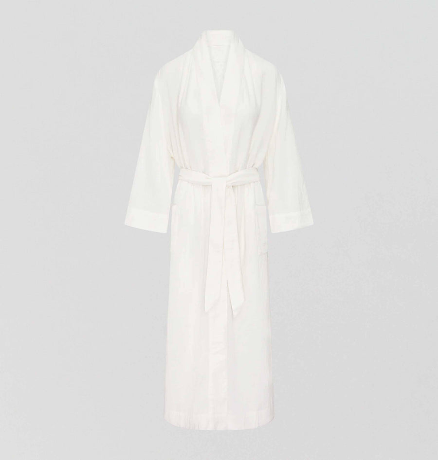 Belted cotton robe [Linen White] Sleep Nudea 