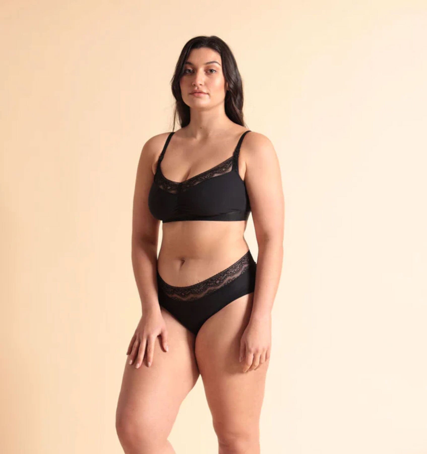 Microfibre lace trim knicker [Black] Maternity Six 