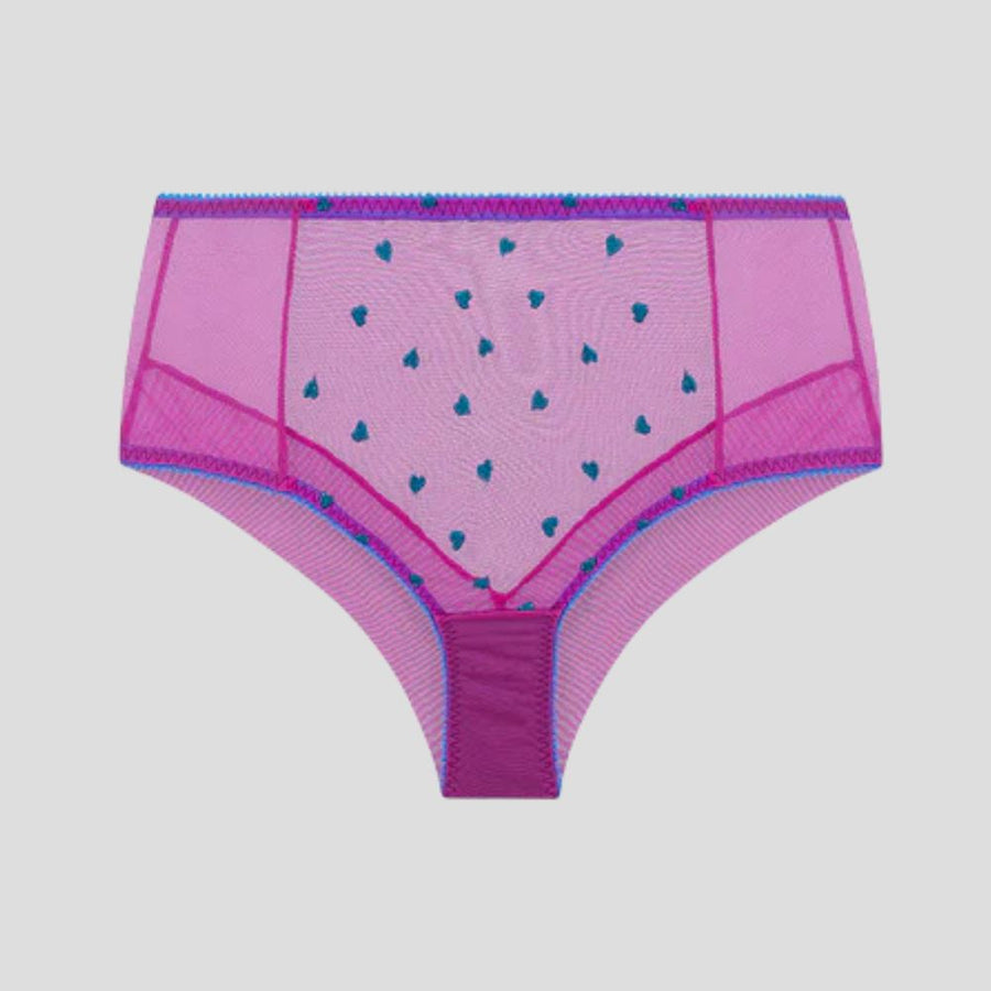 Blue heart & pink mesh high waist knicker Bottoms Dora Larsen 