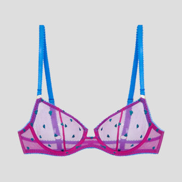 Blue heart & pink mesh underwired bra Bras Dora Larsen 