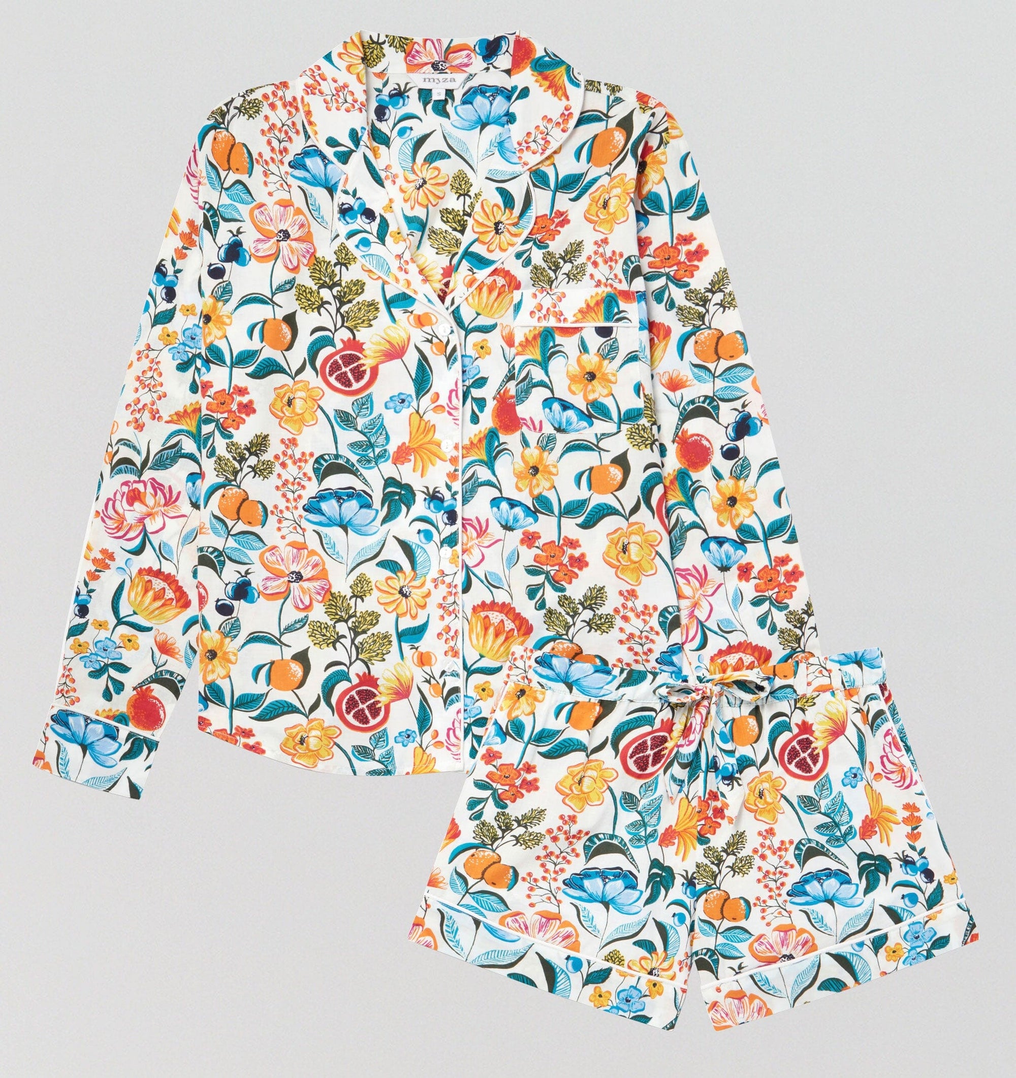 Organic cotton long sleeve pyjama short set [Botanical Print] Sleep Myza 