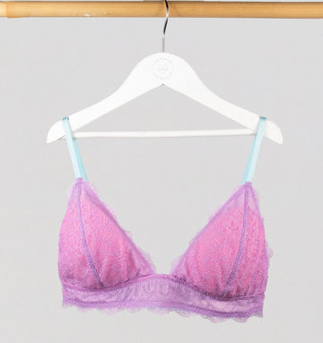 Pink mesh w. lavender & sky padded triangle Bras Dora Larsen 