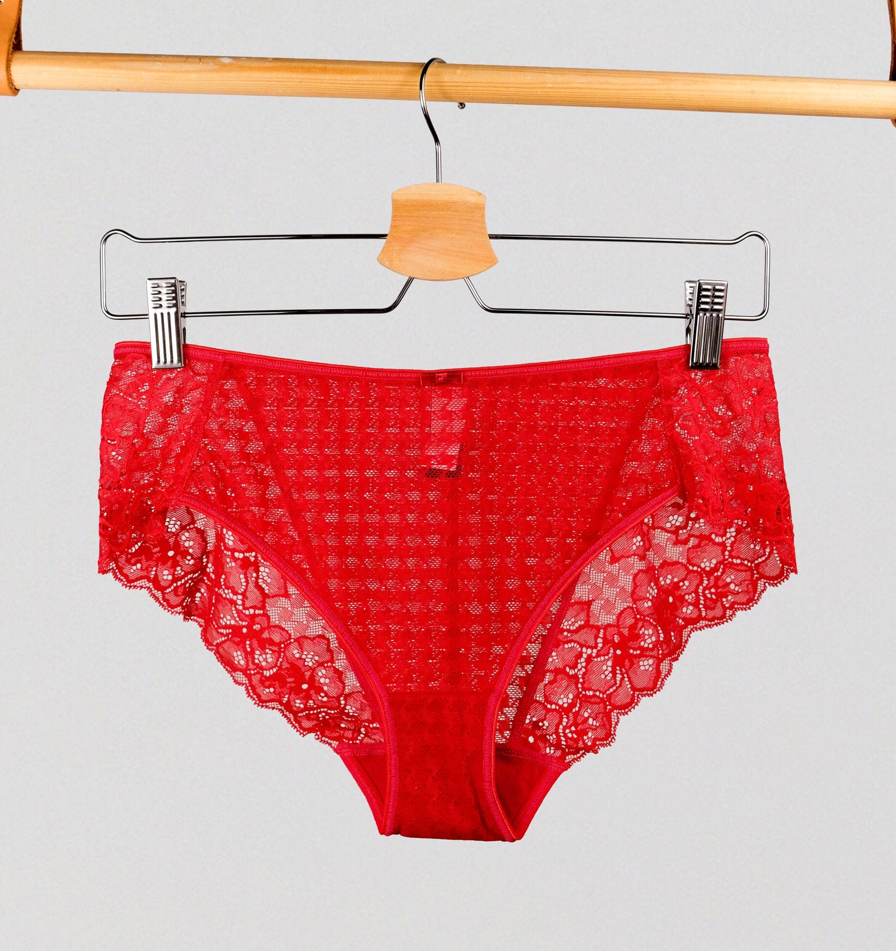 Houndstooth & floral lace french knicker [Poppy Red] Bottoms Panache 