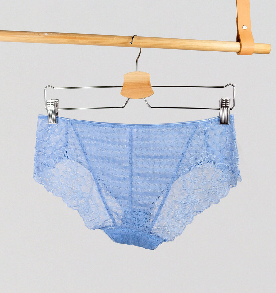 Houndstooth & floral lace french knicker [Sky Blue] Bottoms Panache 
