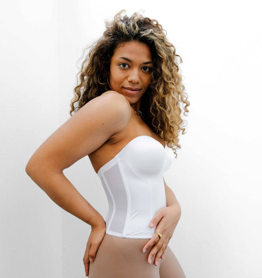 Smooth lower back bustier [White] – The Pantry Underwear