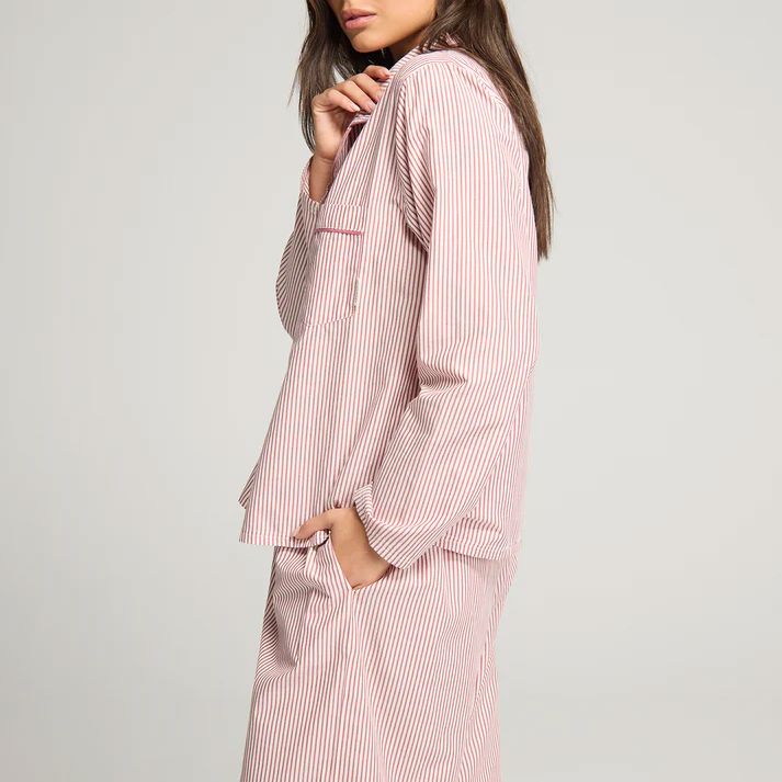Classic stripe long cotton pyjama set [Cranberry] Sleep Nudea 