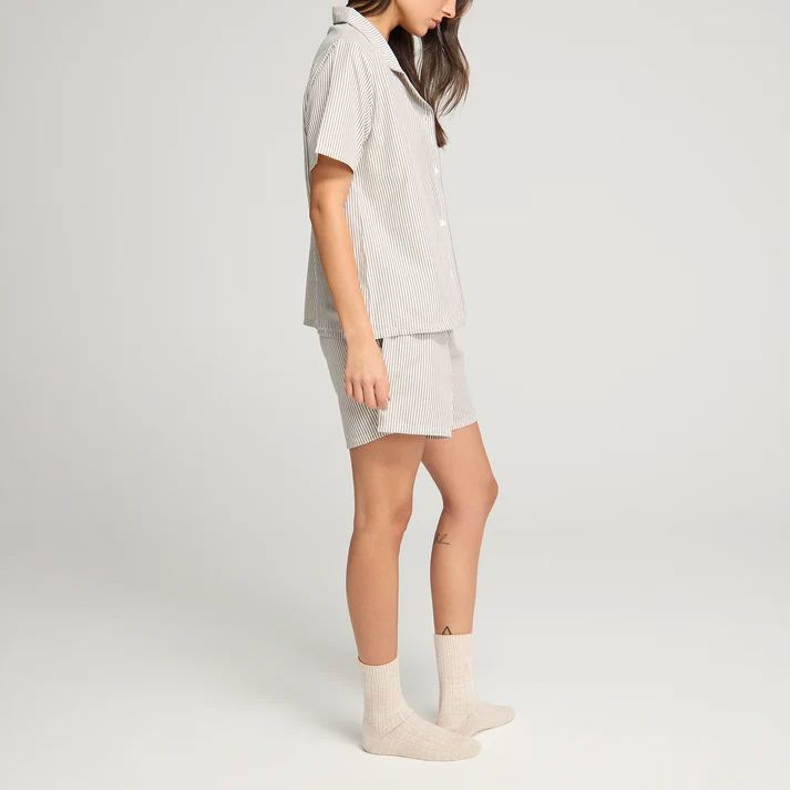 Classic stripe short cotton pyjama set [Dove Grey] Sleep Nudea 