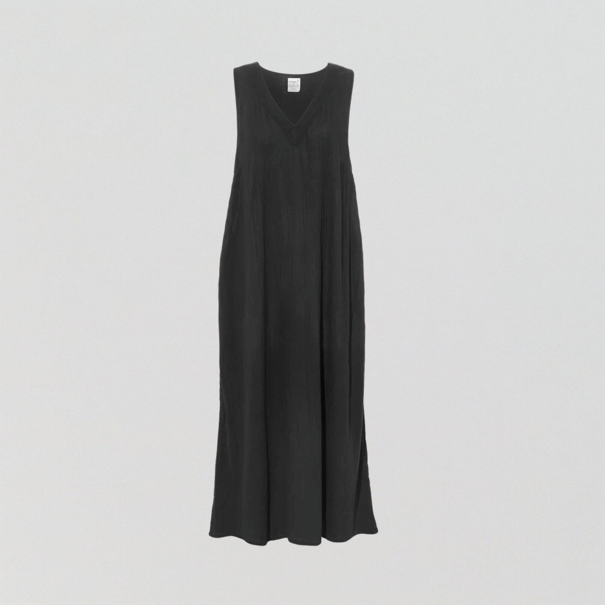 Cotton v neck maxi dress [Black] Sleep Nudea XS 