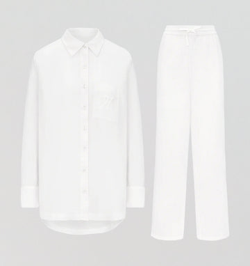 Relaxed fit long cotton pyjamas [Linen White] Sleep Nudea 