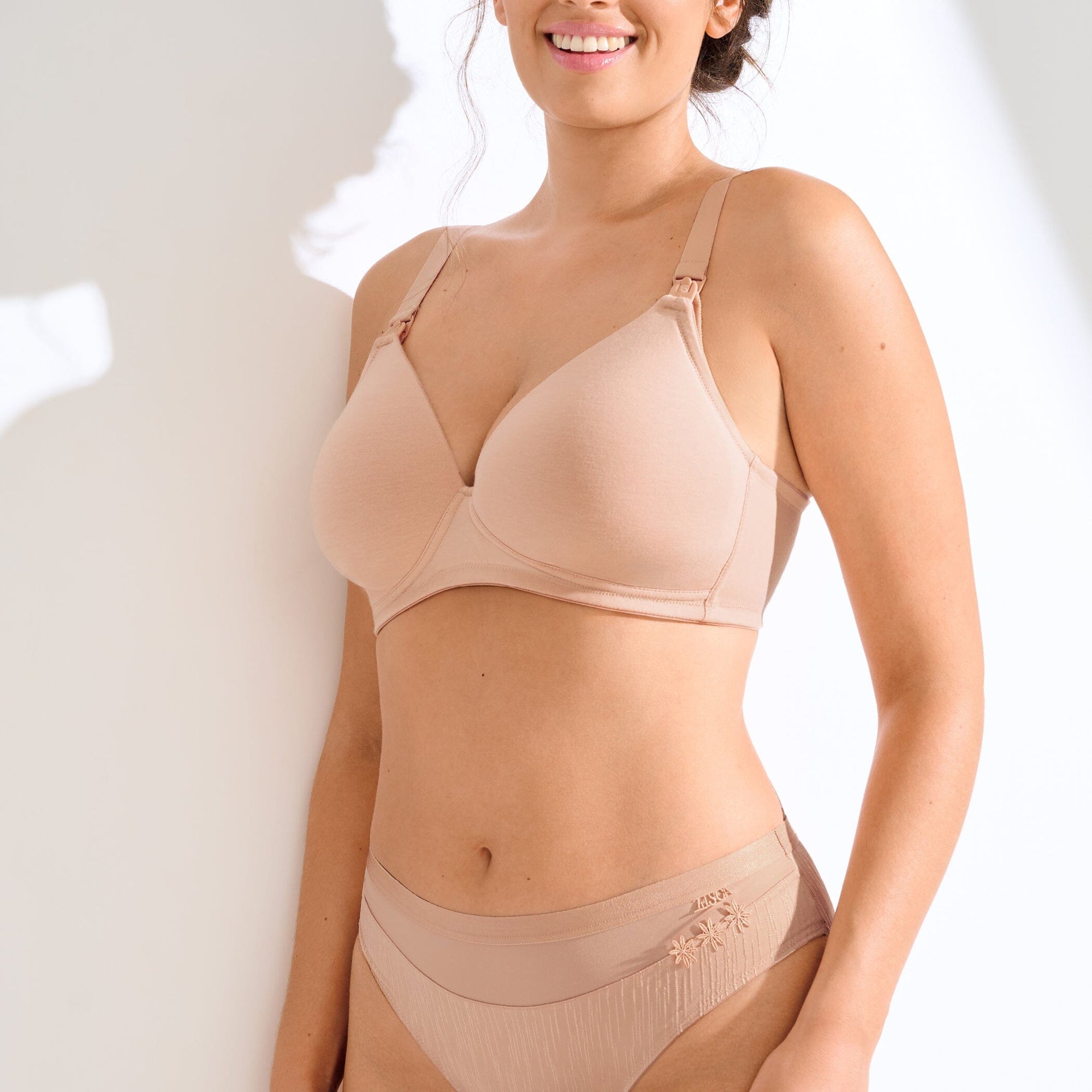 Cotton wire-free padded nursing bra [Peach] Lisca 