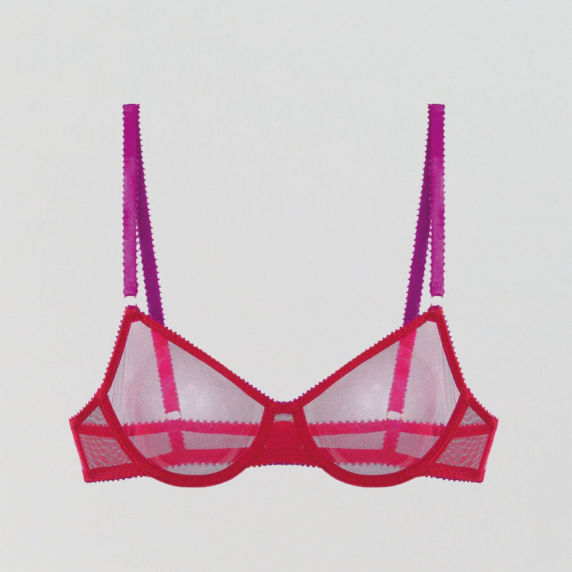 Cranberry mesh & magenta balconette bra Bras Dora Larsen 
