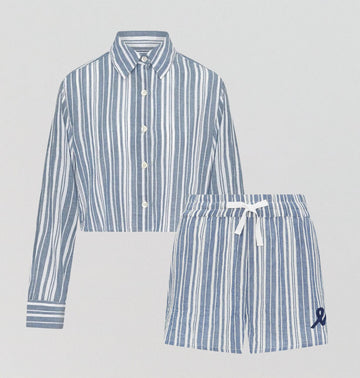 Cropped shirt & short set [French Blue] Sleep Nudea 