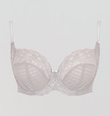 Houndstooth & floral lace balconette [Silver] Bras Panache 