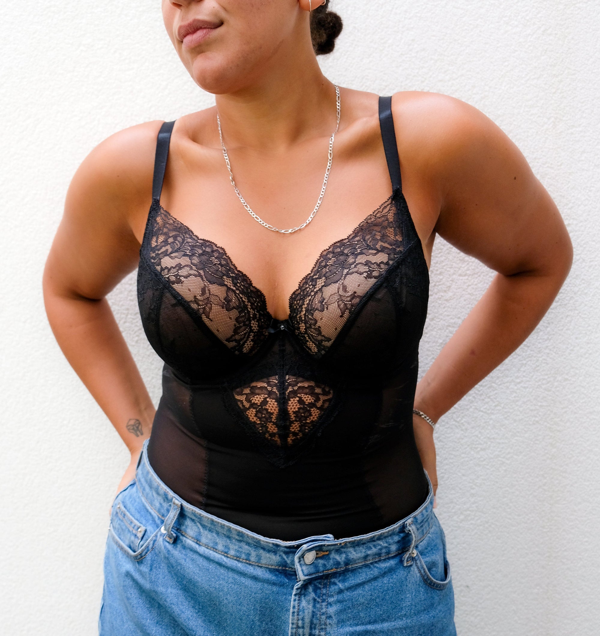 D+ lace plunge body [Black] Shape Panache 